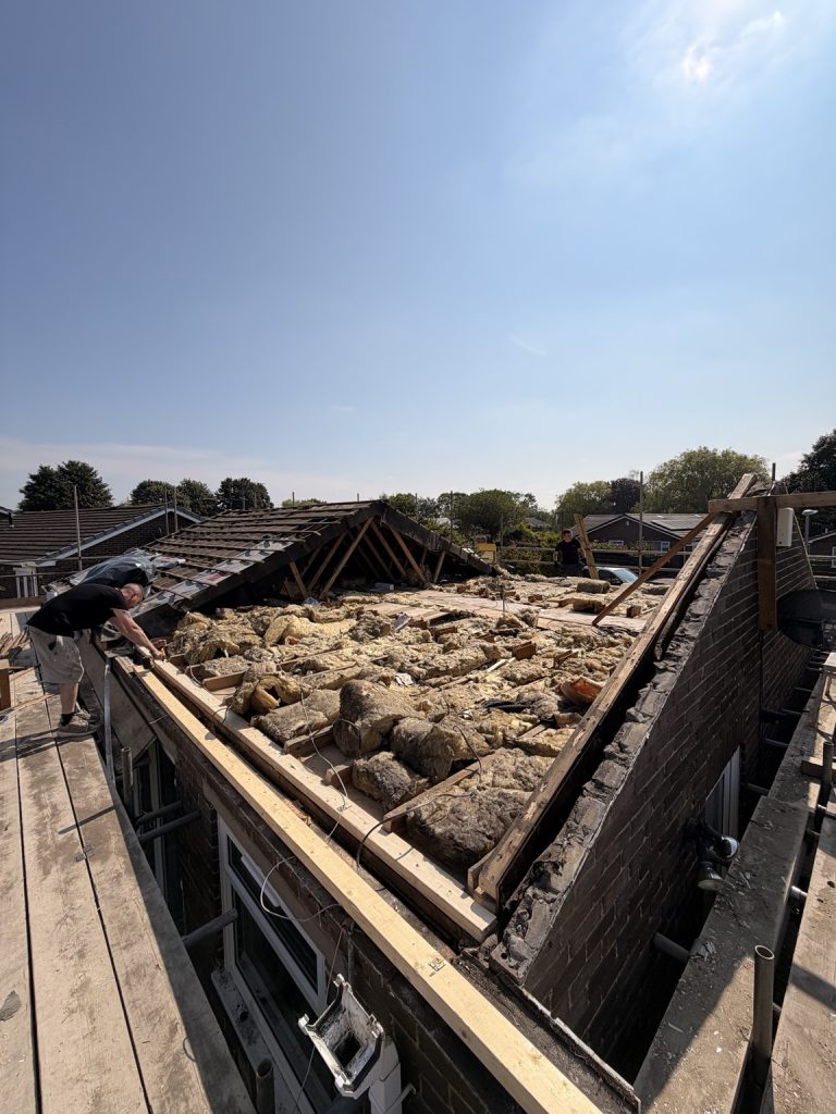 Existing roof stripped back at the Bennett loft conversion in Shildon