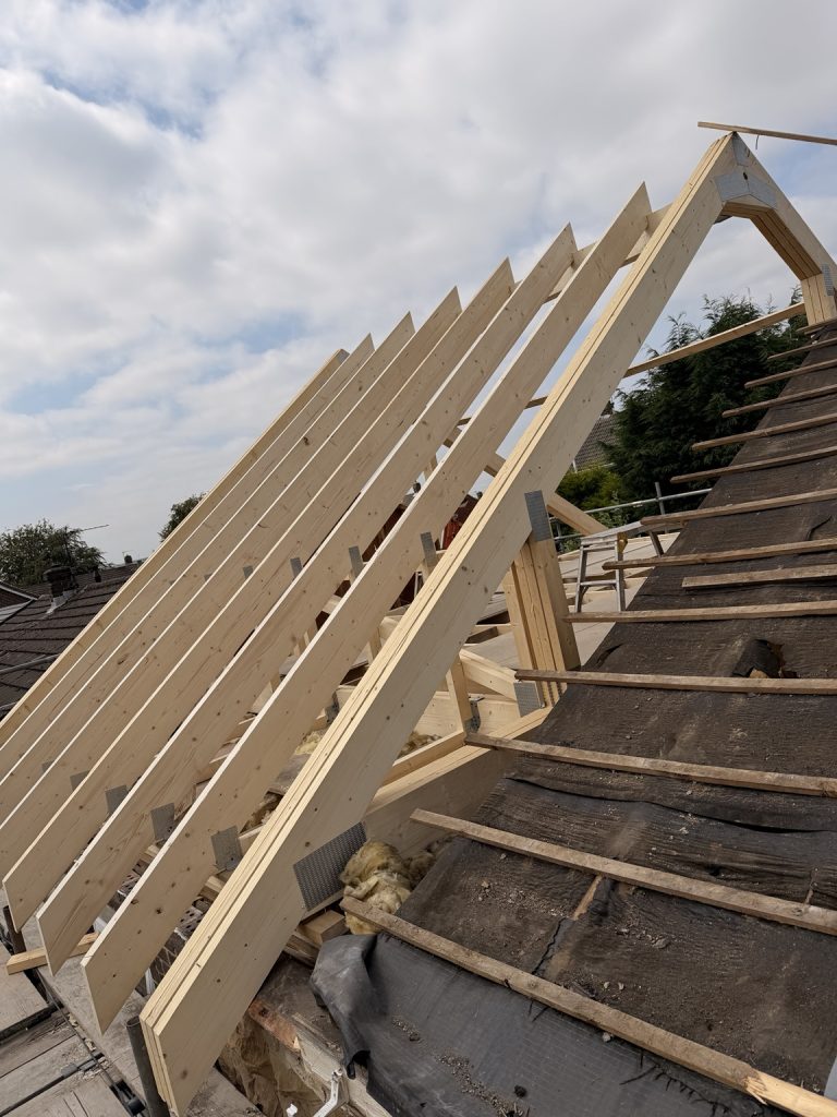 New roof framing taking shape at the Bennett loft conversion in Shildon