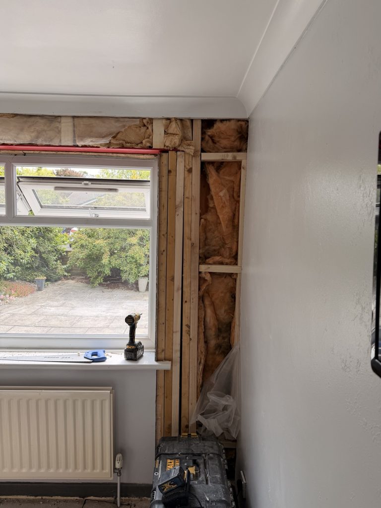 Opening up the walls to expose the existing timber frame at the Bennett loft conversion in Shildon